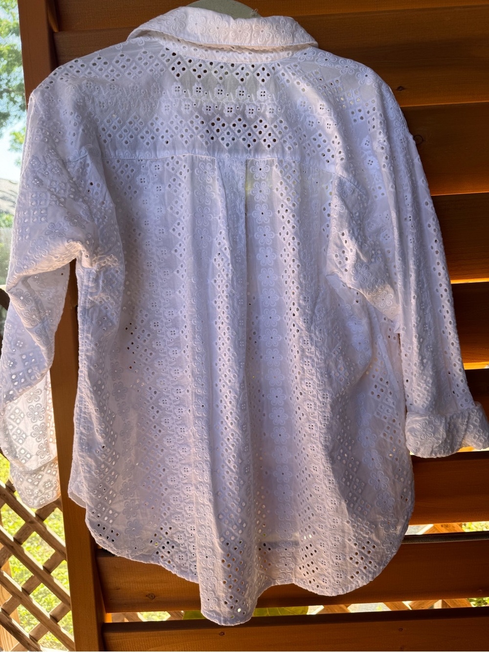 LOFT White Broderie Anglaise Button-Down Blouse NWT - Picture 7 of 11